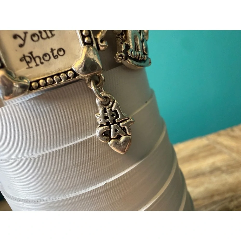 Cookie Lee Charm Bracelet Womens 6.5 Silver Cat Mom Tuna Breath Photo Frame Y2K